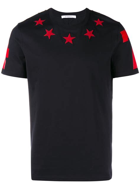 givenchy black shirt red stars|givenchy signature t shirt.